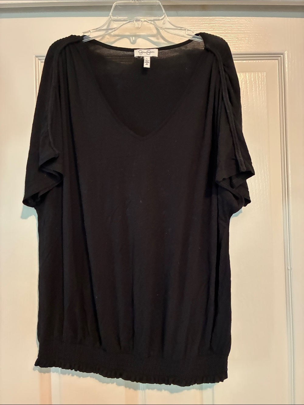 Jessica Simpson Black V-Neck Short Sleeve Tunic Top